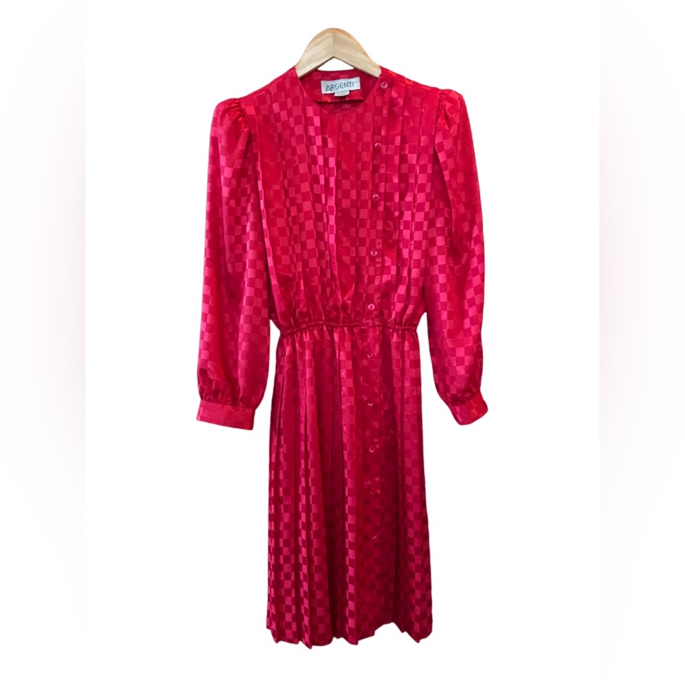 Vintage Argenti Dress Red Checkered Pattern Size 10